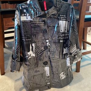 Newsprint rain jacket